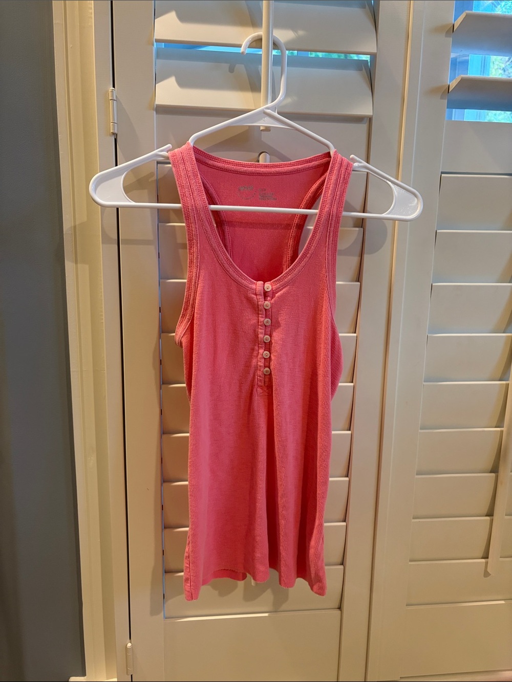 aerie Pink Ribbed Henley Tank Top